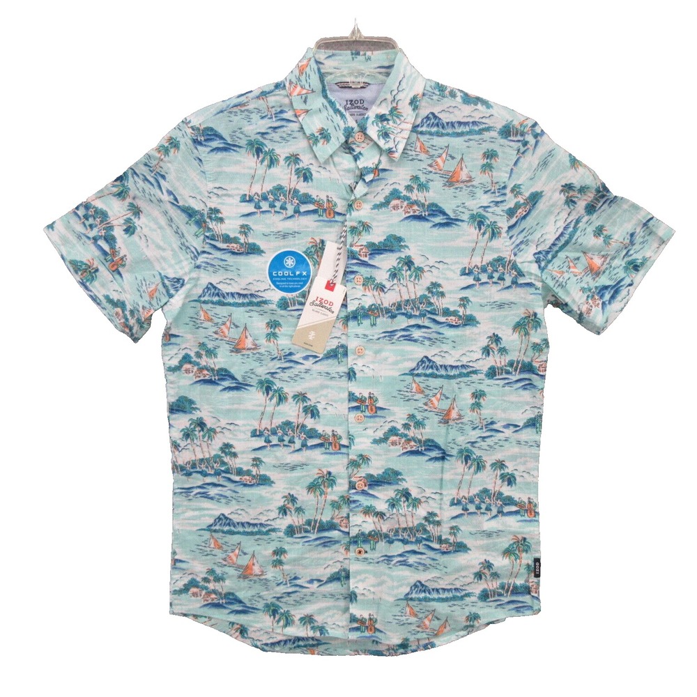 IZOD Mens Shirt Size Small Dockside Chamber Angel Blue Collared 100% Cotton New